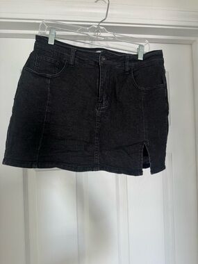 Amazon Black Denim Mini Skirt with Front Slit